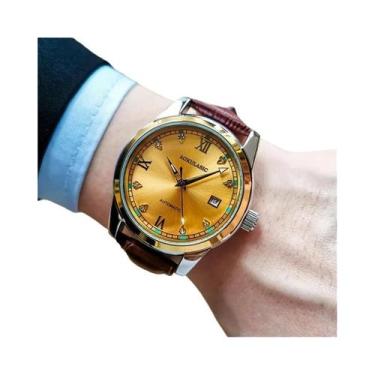 Imagem de Relógio Mecânico Masculino Com Pulseira De Couro, Mostrador De Data, C