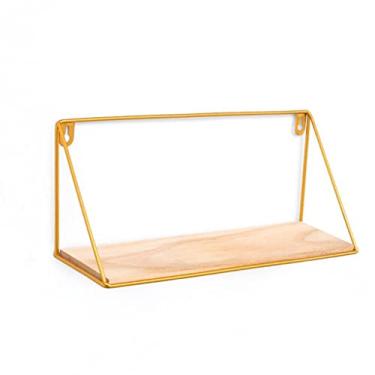 Imagem de Prateleira de parede simples sem perfuração, arte de parede, decorativa, prateleira flutuante de ferro de madeira (cor: D, tamanho: 1) (E 1)