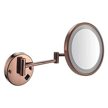 Imagem de Espelho de maquiagem montado na parede - ampliação de 3/5/7/10x Espelho de banheiro extensível giratório de 20 cm, recarregável por USB, versão atualizada, espelho cosmético (D)