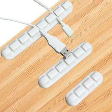 Imagem de 3 clipes de gerenciamento de cabos, suportes organizadores de cabos autoadesivos 3, 5, 7 compartimentos para gerenciamento de fios de mesa, instalação forte, mesa de escritório em casa perfeita