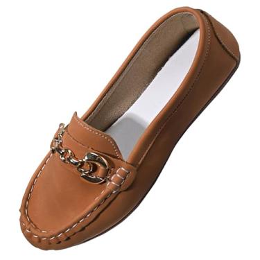 Imagem de Tênis feminino sem cadarço com sola macia e bico redondo, design casual e confortável, Marrom, 35