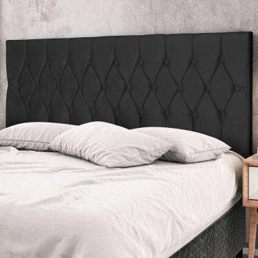 Imagem de Cabeceira Casal Jbe Madri 144cm Bege Cama Box 138cm Preto