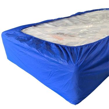 Imagem de Capa Protetora Colchão Lençol Elástico Impermeável Hospitalar 88x188x20cm - Azul