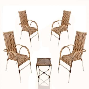 Imagem de Jogo 4 Cadeiras E Mesa E Jardim Trama Original Capuccino