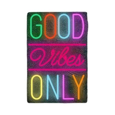 Imagem de Letreiro Neon 'Good Vibes Only' - Decoração De Parede LED Com Alimenta