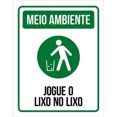Imagem de Kit 10 Placas Meio Ambiente Jogue Lixo No Lixo 36X46
