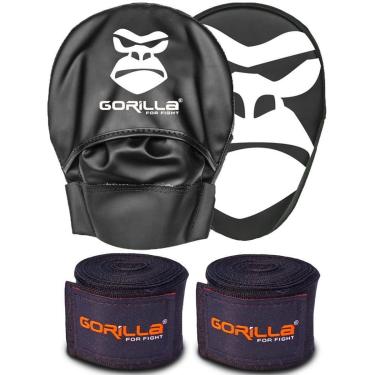 Imagem de Manopla De Foco Soco Boxe + Bandagem Elástica Treino Muay Thai 3 Metros Gorilla-Unissex