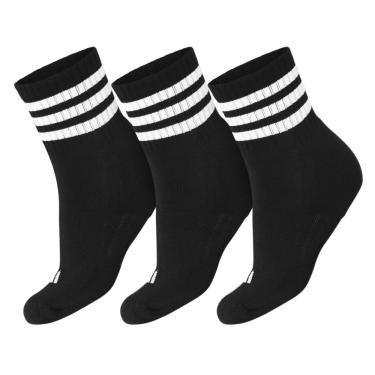 Imagem de Meia Adidas Cano Médio Três Listras Pack Com 3 Pares Preto-M