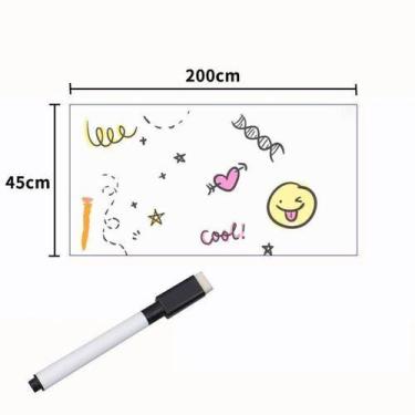 Imagem de Papel de Parede Adesivo PVC Quadro Branco Com Marcador - 2 Metros - TO
