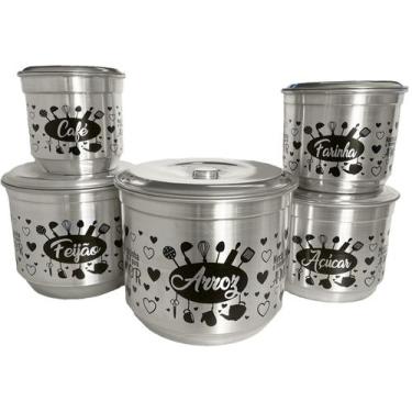 Imagem de Jogo De Mantimentos Alumínio Pote Conjunto Decorado 5 Peças - A2BPRESE