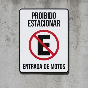 Imagem de Placa Acm Proibido Estacionar Entrada De Motos 18X23 - Sinalizo
