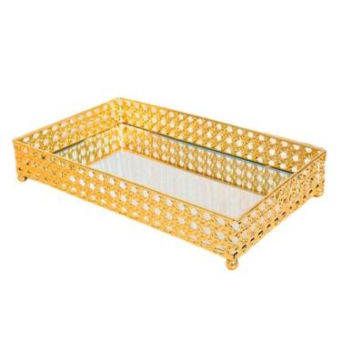 Imagem de Bandeja Espelhada Linha Luxo Premium Perfume Lavabo Banheiro Decoração