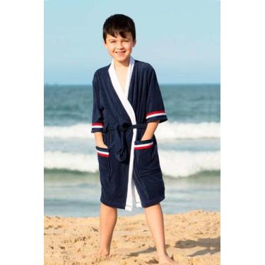 Imagem de Roupão Infantil Atoalhado Natação - Sogni Belli, 6, Azul marinho