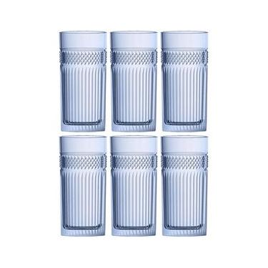 Imagem de Conjunto de Copos Altos L`Hermitage em Vidro Azul 360 ml - 6 Peças