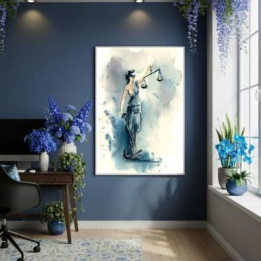 Imagem de Quadro Decor Mulher Da Justiça Arte 70X50Cm Mold Preta - Quadros On-Li