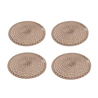 Imagem de Kit Jogo Americano Redondo 4 Peças de Juta para Descanso Mesa Posta So