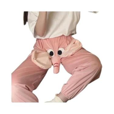 Imagem de Calças De Dormir Unissex Com Design De Elefante Voador E Nariz Fofo Pa