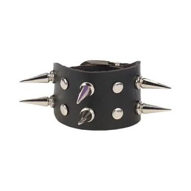 Imagem de Pulseira Unissex Punk Gótica Rock Com Pontas E Rebites, Bracelete De P