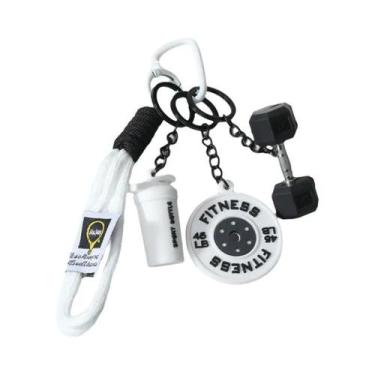 Imagem de Chaveiro Criativo Com Pingente De Simulação De Halteres, Anilhas De Ba