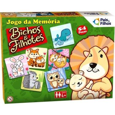 Imagem de Jogo da Memória Bichos e Filhotes 54 Peças - Pais E Filhos