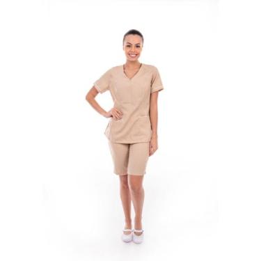 Imagem de Kit com 2 Conjuntos de Jaleco Fechado e Bermuda em Tecido Oxford para 