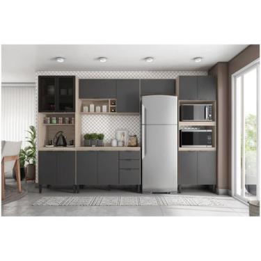 Imagem de Cozinha Compacta Firenze 14 PT 2 GV Avena e Grafito - Demóbile, Avena 