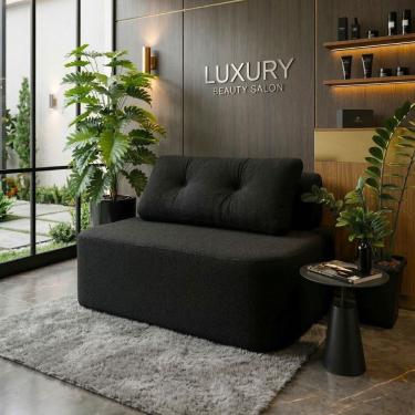 Imagem de Sofá Modular Cielo 120cm Recepção Loja Sala de Estar Bouclê Preto - Montanari`s Decor