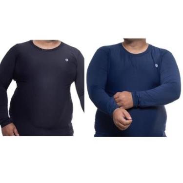 Imagem de Kit 2 Camisa Térmica Plus Size Masculina Uv 50+ Segunda Pele Proteção Solar-Masculino