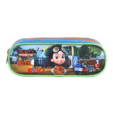 Imagem de Estojo Escolar Infantil Duplo DMW 37525 Rusty Rivets, Azul