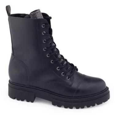 Imagem de Bota Coturno M. Rose 1543-503 Língua Metal Tratorado Cadarço-Feminino
