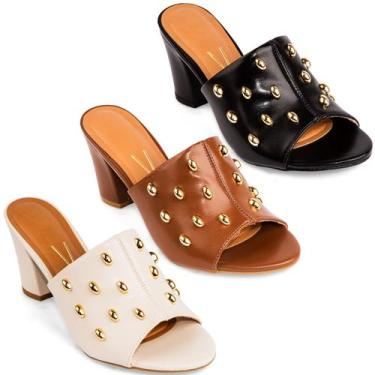 Imagem de Sandália Vizzano Salto Grosso Médio Estilo Moda Original 6262, Branco 