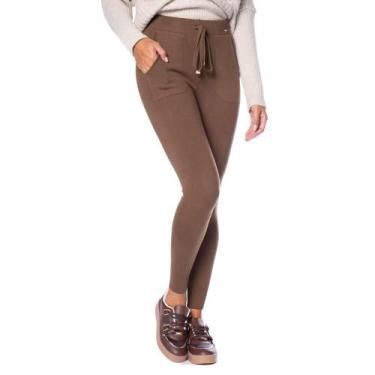 Imagem de Calça Feminina Biamar Tricot Jogger com Cordão Marrom, Marrom, P