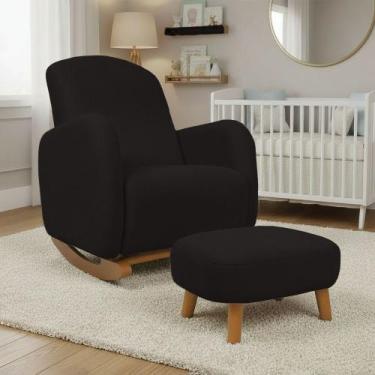 Imagem de Poltrona Amamentação Balanço Madeira e Puff Jhessy Suede D03 - D Rossi