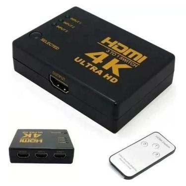 Imagem de Hub hdmi 3x1 ultra hd 4k c controle remoto 3 entradas 1 saída - Grupo 