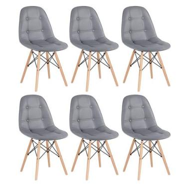 Imagem de Laraz Home Decor, Kit 6 Cadeiras Estofadas Eames Eiffel Botonê - Madei