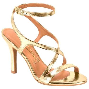 Imagem de Sandalia Feminina Vizzano Original Salto Alto Fino 1016, 38, Dourado