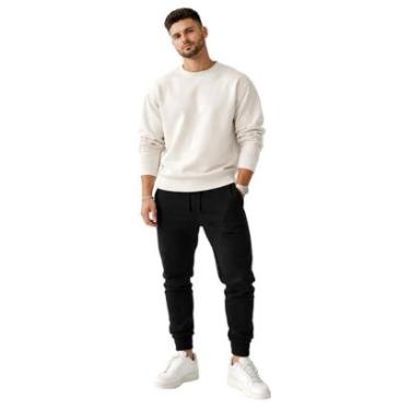 Imagem de Conjunto Moletom Masculino Gola Careca + Calça Moletom Confortável Casual Inverno-Mascu...