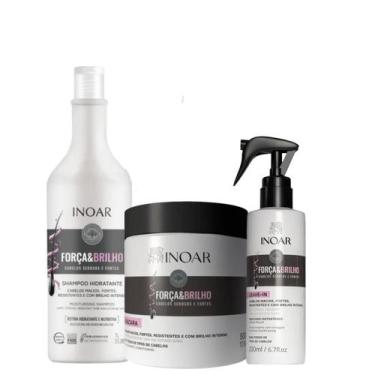 Imagem de Kit Inoar Força e Brilho Shampoo 1 litro + Máscara 500g + Leave-in 200