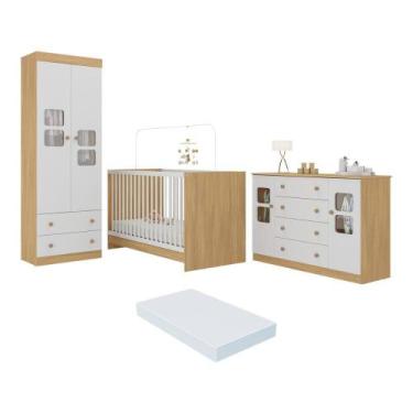 Imagem de Quarto De Bebê Completo Com Berço 3 Em 1 Com Colchão Incluso Brisa Mul