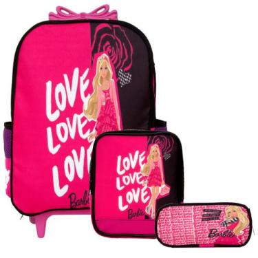Imagem de Mochila Infantil Juvenil Menina Tam G Rosa Barbie Rodinha