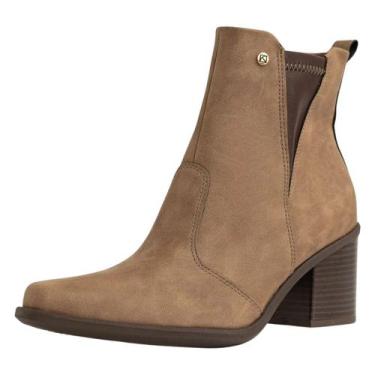 Imagem de Bota Feminina Confortavel Elegância Salto Baixo Piccadilly, Noz, Madei