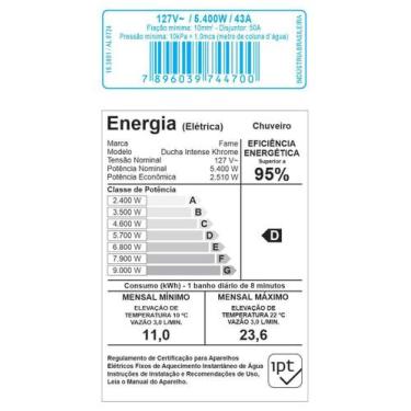 Imagem de Ducha Eletronica Intense Khrome - 5400w X 127v - Fame