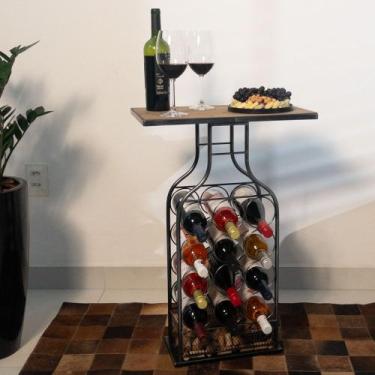 Imagem de Adega decorativa, suporte de garrafas de vinho com mesa, porta-rolas e
