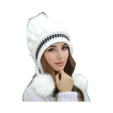 Imagem de Gorro Feminino De Inverno Quente Com Forro De Lã E Protetor De Orelha,