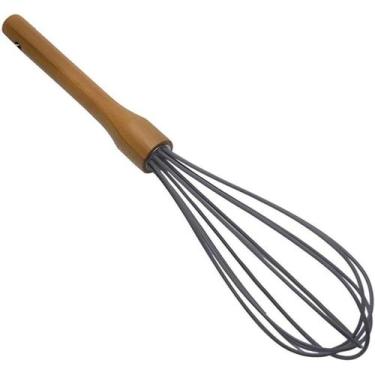 Imagem de Batedor de Ovo Fouet de Silicone, Cinza Cabo Madeira Acácia 31cm Tuut