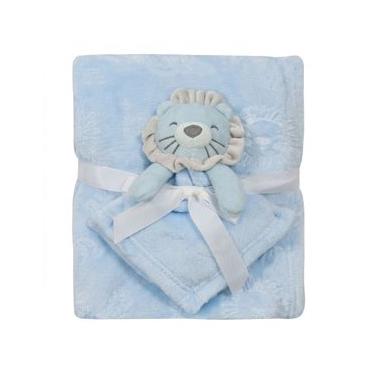 Imagem de Kit Manta Cobertor e Naninha Infantil Leão Azul Claro – Camesa Unico