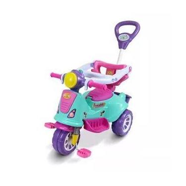 Imagem de Triciclo Infantil Com Haste E Barra De Proteção Avespa Pink Maral Brin