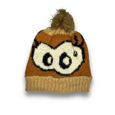 Imagem de Touca De Trico Com Pompom Forrada Infantil Olhinhos Inverno  - Red Sta