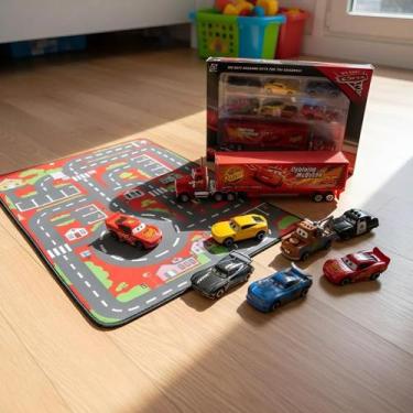 Imagem de Carros E Tapete Infantil Pista Relâmpago Mcqueen Educativo - Genérico