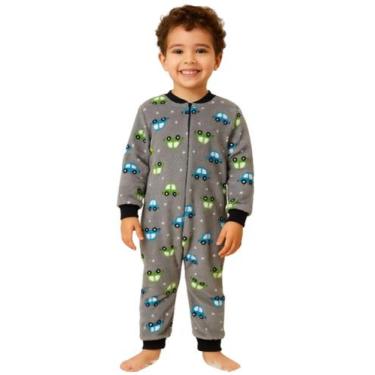 Imagem de Pijama Macacão Super Soft Quentinho Infantil - Carinha De Anjo, Cinza,